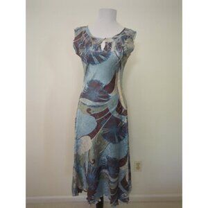 KOMAROV Abstract Crinkle Lace Inset Sleeveless Maxi Dress Size SP